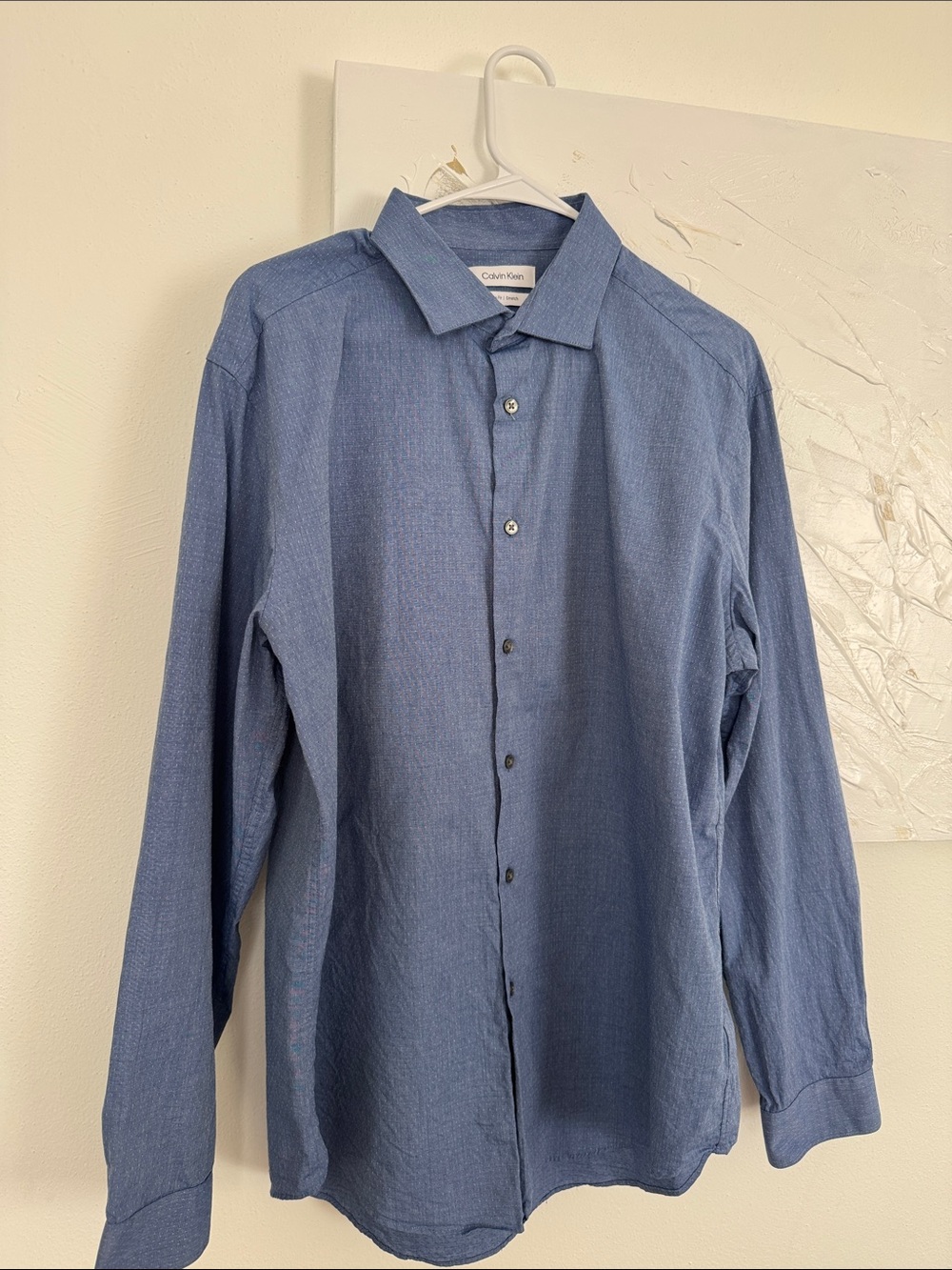 Calvin Klein Men’s Slim Fit Stretch Dress Shirt Blue 17 34/35 XL